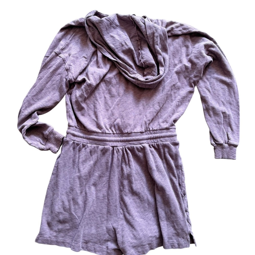 American Eagle Womens Long Sleeve Hooded Romper Purple Slub Knit Small - Picture 6 of 8